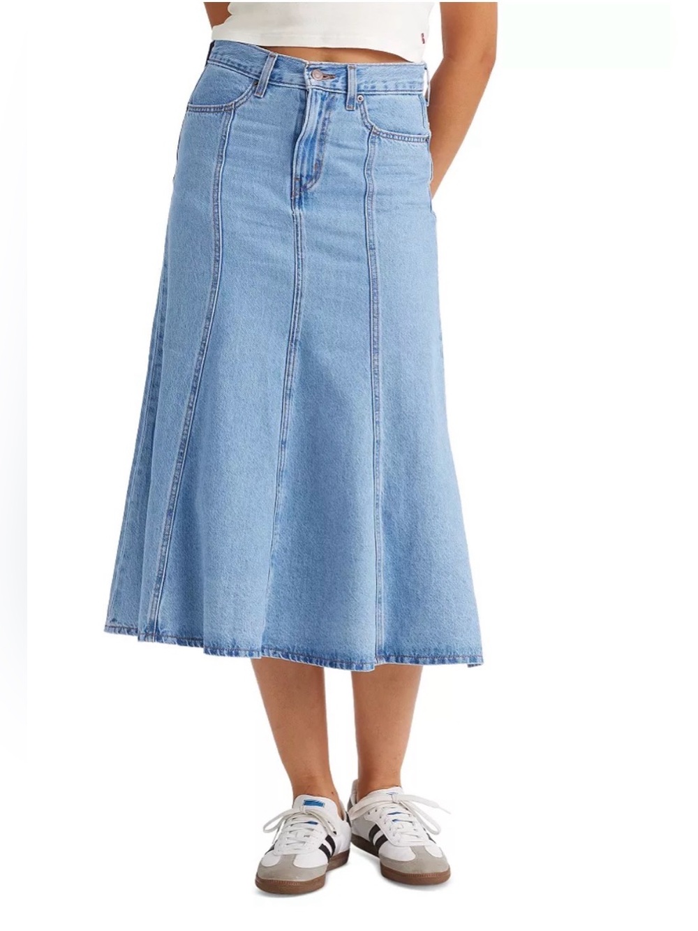 Levi's Light Blue Denim A-Line Midi Skirt